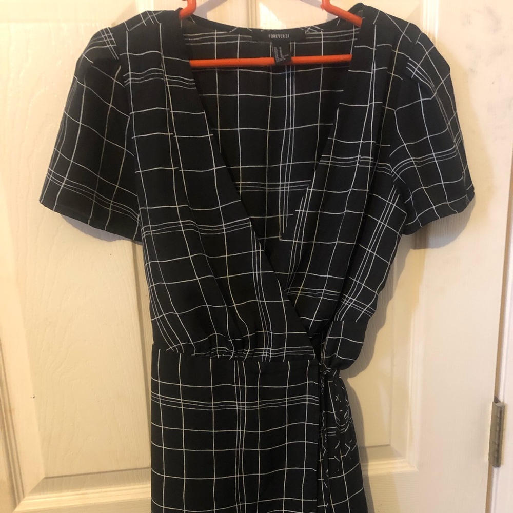 Black and white wrap dress
